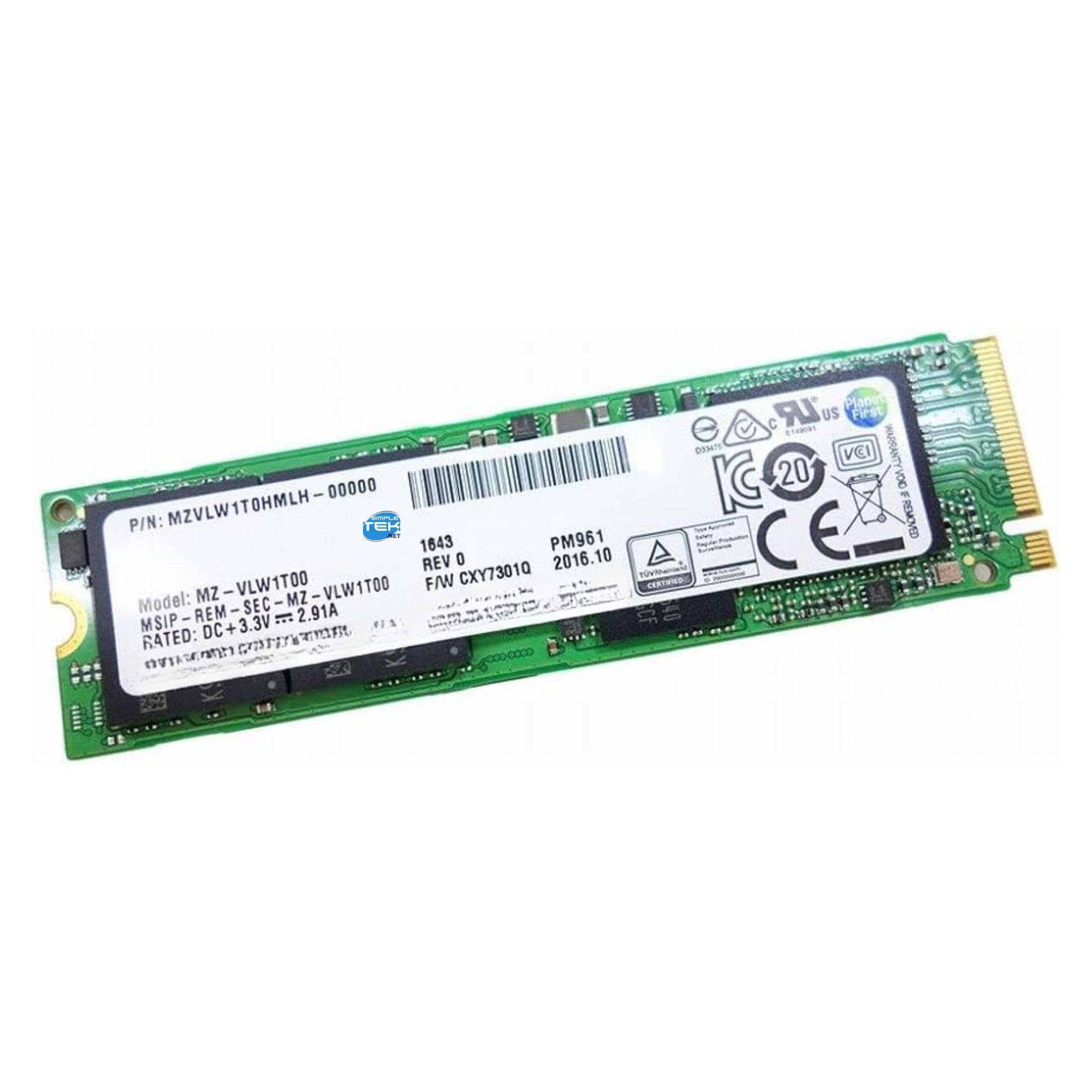 SIMPLETEK - 256GB interne NVMe M.2 2280 PM961 SSD | PCIe 3.0 x4